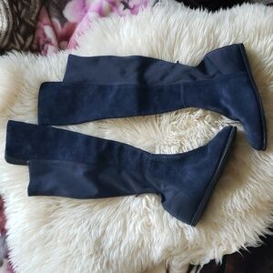 Stuart Weitzman women's blue leather suede knee high boots size 36